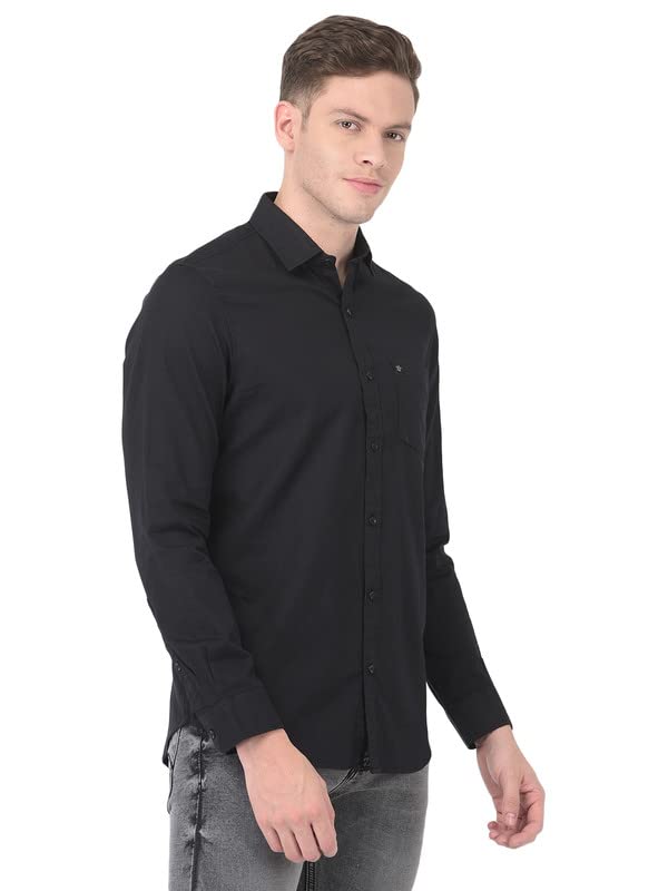 Turtle Camicie da uomo in cotone nero Slim Fit Self Design