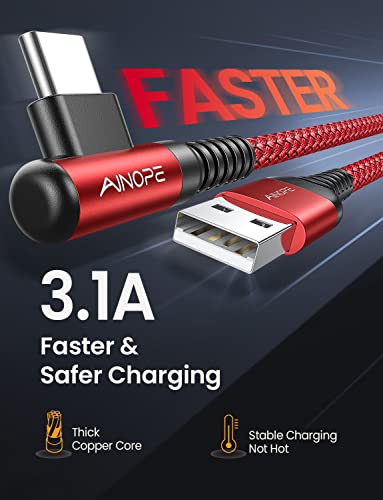 Image of USB C Cable [2 Pack 1.6FT] Fast Charger Type C 3.1A Right Angle Nylon Braided USB Type C Cable Compatible with Galaxy Note 10 9 A51, S22 S21 S10 LG G8 G7 Charging Cord