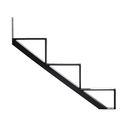 Pylex 13903 3 Steps Steel Stair Stringers, Black