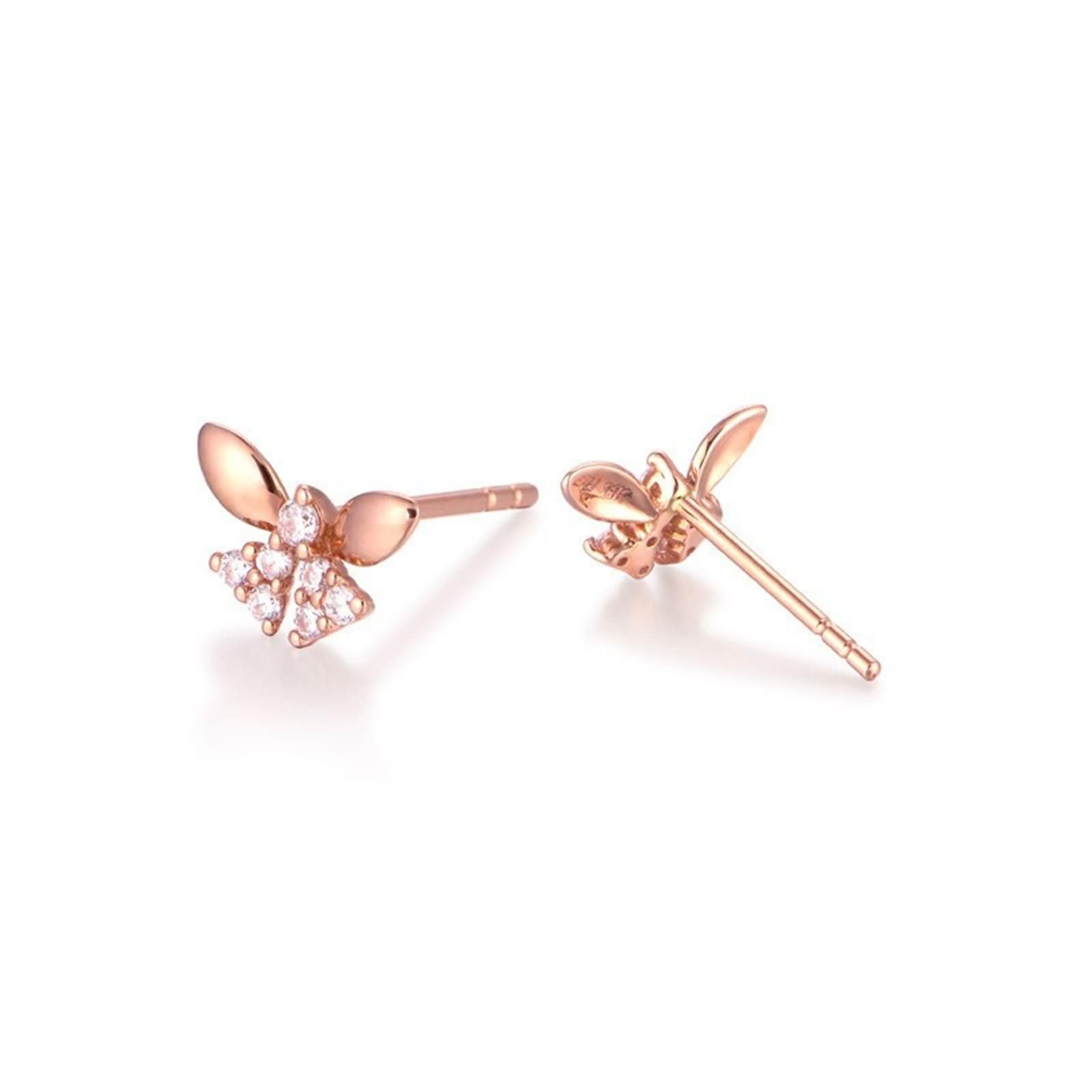 Gold Ohrringe Hochzeit 375/585 / 750 für Damen, Schmetterling mit Diamant/Moissanit, Frauen Ohrringe Gold