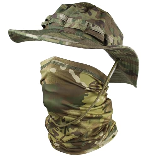 Chapeau boonie militaire respirant avec masque pour éviter les coups de soleil