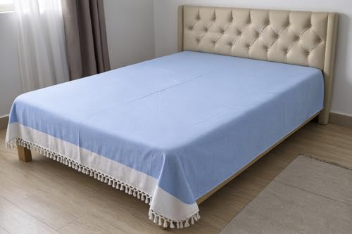Image of Single Bed Sheet Cotton | for Single Bed, 60 x 90 inch, Pure Cotton, Breathable Fabric, Pack of 2 Pink & Yellow (2, FN-Blue-Pink)