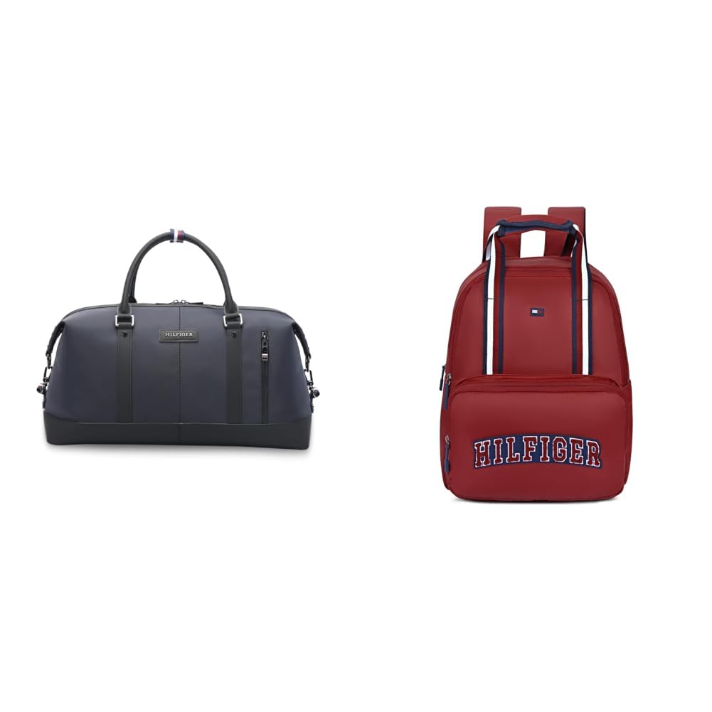 tommy hilfiger Sturgis Unisex Duffel Gym Bag - Navy | Adjustable Nylon Made Strap | 25 L Capacity | + Compact School Backpack for Kids & Toddlers Giggle - Red | Lightweight Twill-picture-20