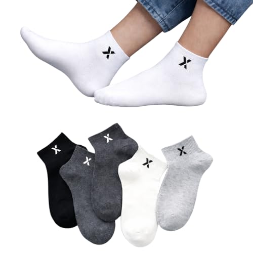 Image of RECKZOZ Men's Cotton Blend Ankle Length Socks, Multicolour, Free Size, Breathable, Casual Wear, 5 Pair