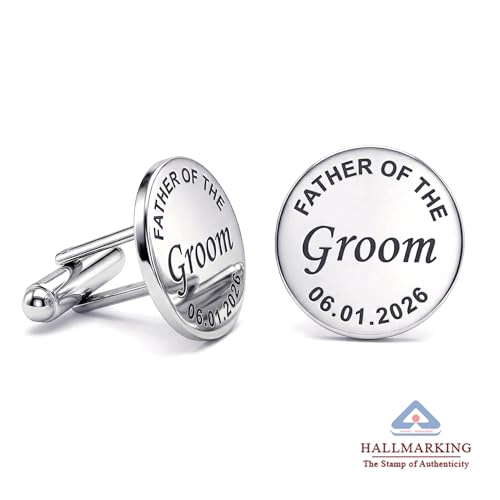 Image of TRUESILVER ACPL 925 Sterling Silver Personalized Customized Engraved Initial or Name Designer Cufflinks for Men, Boys, Fathers and Grand Father