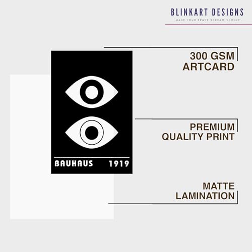 Image of BLINKART Vintage Bauhaus Retro Geometric Aesthetic Poster Gallery | Colorful Wrap Framed For Home Office Studio Living Room Modern Art Studio Decoration Abstract Shapes | (d96) | 13x10 Inch