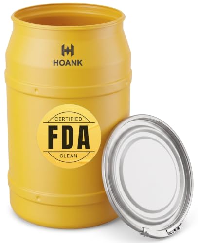Image of 55-Gallon Open Head Water Storage Barrel, BPA Free, Emergency Water Supply - Eco Friendly - Lever-Lock Lid - Made in USA (Yellow)