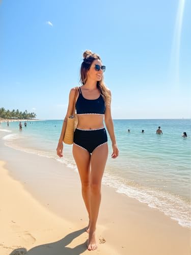 Image of IFFEI Mommy and Me Swimsuits High Waisted Bikini Sets for Women and Girls Two Piece Bathing Suit Swimwear