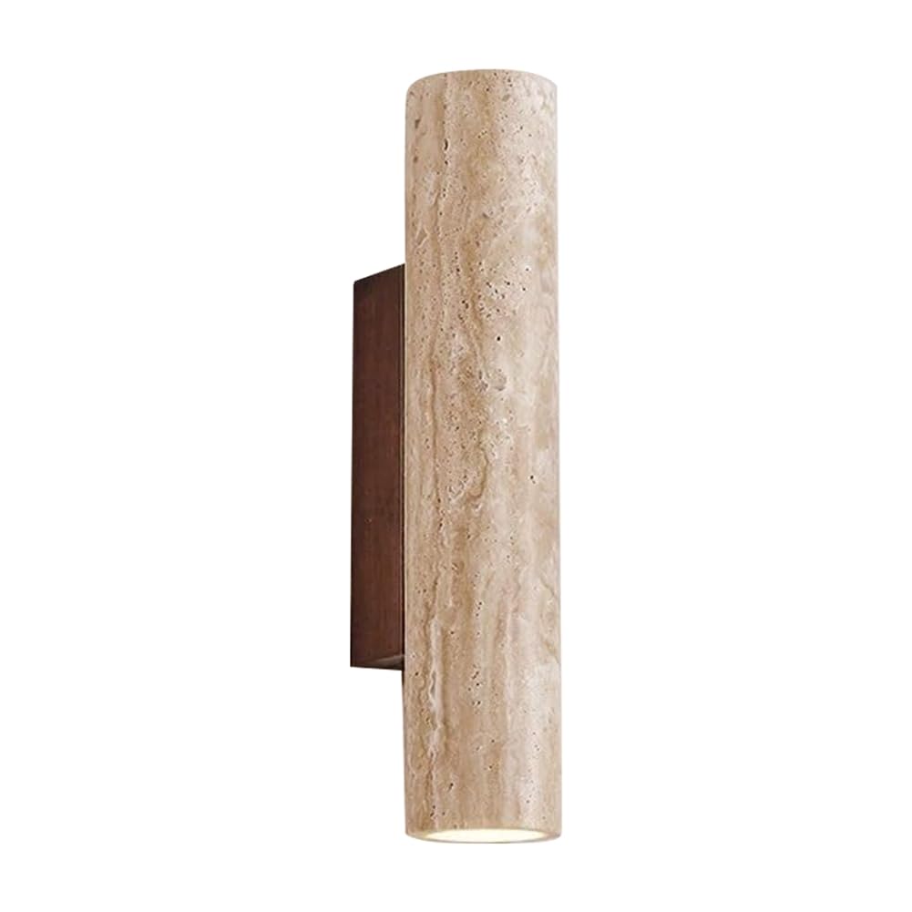 Suoumwa Aplique de Pared LED Moderno y de Travertino Amarillo Natural con Luz hacia Arriba y hacia Abajo para Dormitorio, Sala de Estar y Pasillo