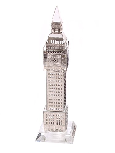 Crystal London Icon - Reloj de Big Ben de color plateado con luces, exhibición coleccionable británica para dormitorio, oficina, cocina, sala de estar, regalo de recuerd
