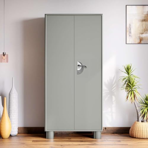 Interio by Godrej Storwel M2 2-Door Steel Almirah | Prince Grey, 1-Year Warranty, 1 Locker, 4 Shelves