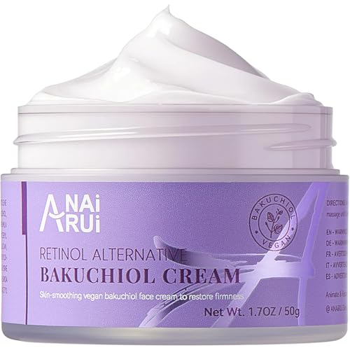 ANAI RUI Bakuchiol Face Cream Moisturizer - Anti-Aging Night Cream, Natural Retinol Alternative with Bakuchiol, Collagen & Squalane - Hydrating Firming Cream for Women - 1.7 Oz