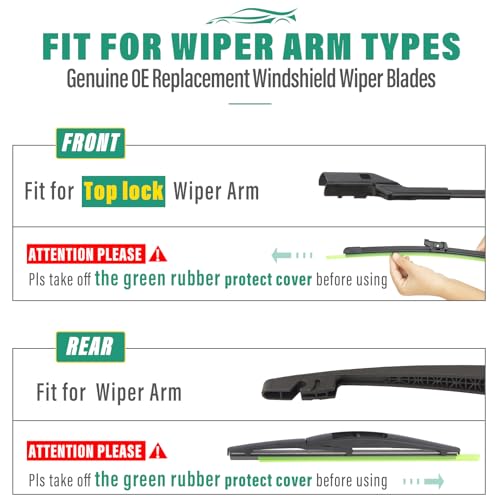 Image of 24 inch 19 inch 10 inch Windshield Wiper Blades Replacement for Honda CRV CR-V 2023 2024 2025 Premium All Weather Front Rear Wipers Set - OEM Quality (Pack of 3)