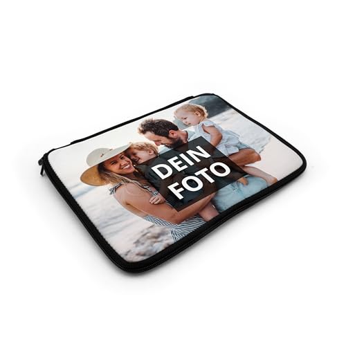 PhotoFancy® - Personalisierte Laptoptasche mit eigenem Foto Bedruckt - Hülle für Tablet, Laptop oder Notebook selbst gestalten - Größe S (bis 10,1 Zoll)