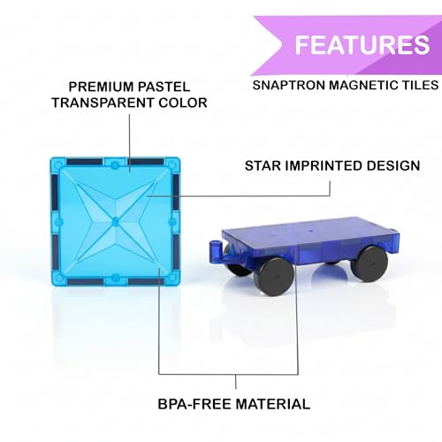 Image of SNAPTRON Magnetic Blocks for Kids Tiles -104Pieces Set Gifts for Girls, Boys, Magnetic Blocks for Kids 3+ Years, 4 5 6 7 8 9 10 / Constructing & Learning Builder Educational Magnatiles Game