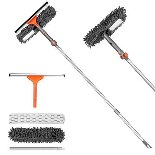 Kit de Limpieza de limpiaparabrisas 2 en 1 con Barra Extensible, Juego de Limpieza de Ventanas con Cabezal Flexible para Interior y Exterior de Cristal para Interior y Exterior de Coche (Kit1.0)