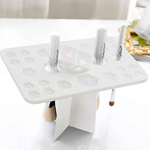 Topeakmart 26 Holes Brush Tree Collapsible Air Drying Makeup Brush Rack Holder White