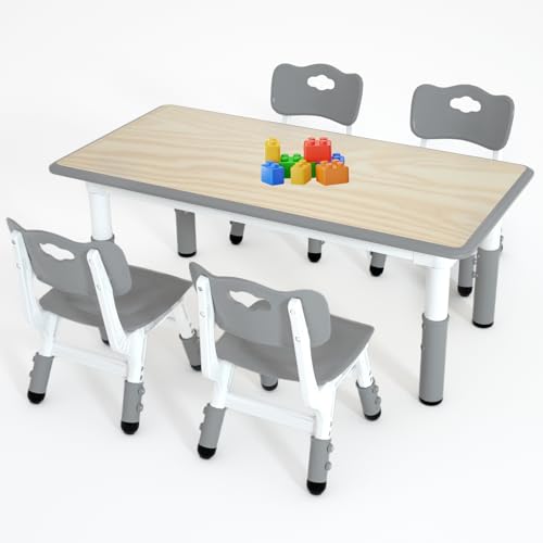 LulliSpace Kids Study Table and 4 Chairs Set