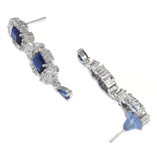 American Diamond Stone Studded Necklace Set (Navy Blue)