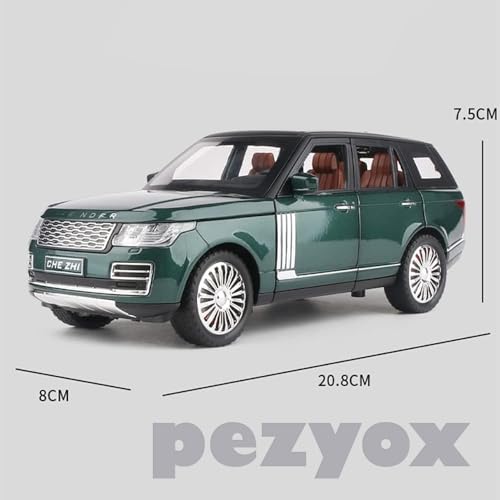 Image of 1 /24 Big Range Rover REFENDER Toy Car Metal Pull Back Diecast Car with Openable Door and Sound Light, Gifts Toys for Kids (Green)