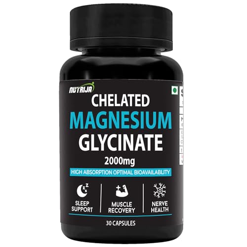 Image of NutriJa Magnesium Glycinate 2000mg Supplement | Contains Elemental 22% (440mg) Per Serving - Superior Absorption & High Potency - 30 Veg Capsules