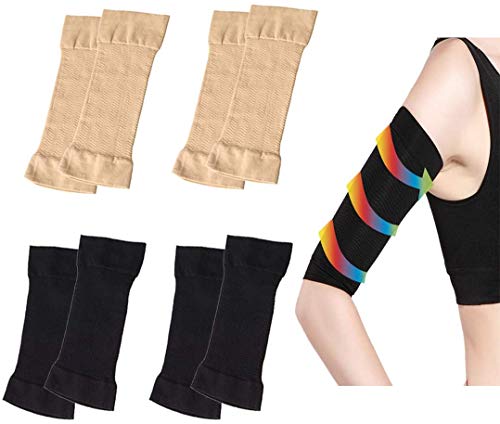 4Pair Arm Slimming Shaper Wrap,Arm Compression Sleeve Women Weight Loss Upper Arm Shaper Helps Tone Shape Upper Arms Sleeve for Women