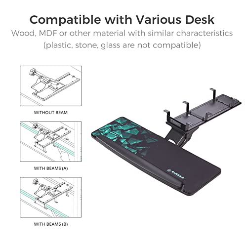EUREKA ERGONOMIC Height Adjustable Mouse & Keyboard Tray Under Desk, 28x10'' Large Slide Out Swivel Tilt Computer Keyboard Drawer with Mouse Pad for Gaming Home Office Desk, Dual Mount - Image 5