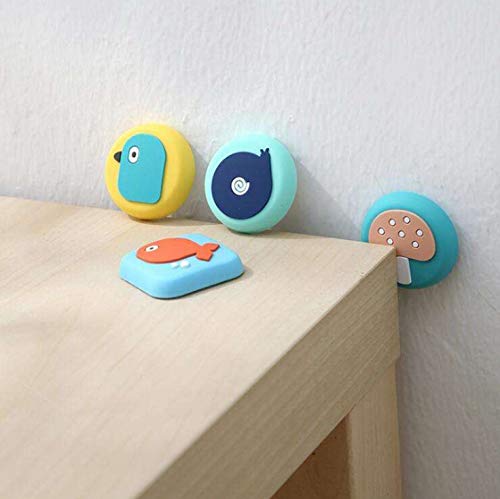 Naidev Durable Silicone Mat Wall Door Cartoon Door Handle Knob Anti Crash Pad Wall Guard Child Crash Pad Children's Room Decoration (Pack-2 Mix Color) 4