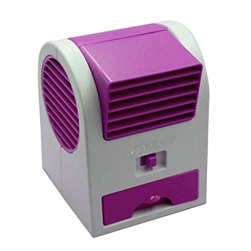 Millya - Ventilador pequeño portátil USB sin palas doble para el escritorio y mini aire acondicionado (ventilador de aire ecológico), Morado, talla única
