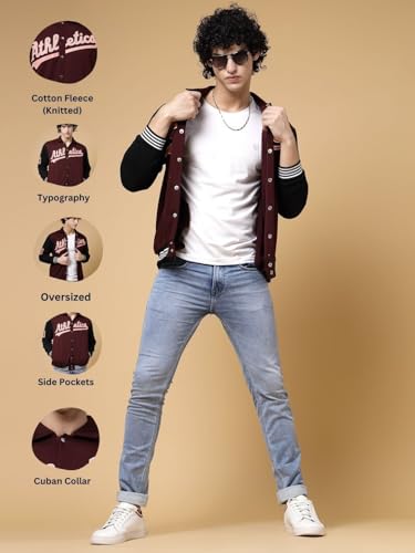 Image of Rigo Varsity Jacket for Men | Streetwear Varsity Jacket | Puff Print Varsity Jacket | Oversized Varsity Jacket for Men