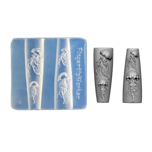 Molde de silicona para uñas, diseño de medusas, accesorios en relieve, suministros de joyería, herramienta de grabado en relieve para mujeres y niñas, estilo creativo de uñas