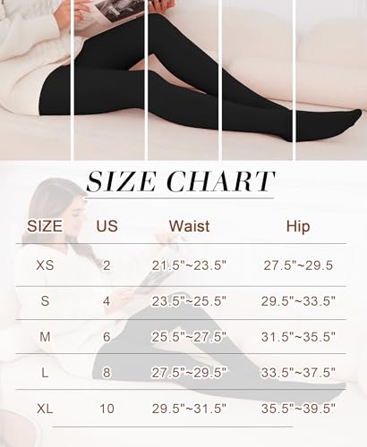 Image of QooNoo Fleece Lined Tights Women 300g Heavy Pantyhose Opaque Black Sheer Thermal Winter Warm Leggings Under Dress(TK Stirrup Black,X-Small)