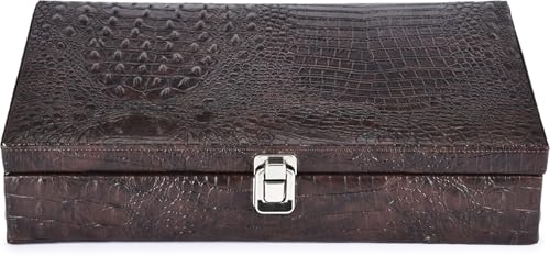 Image of New Brown Croco Design Watch Box for 12 Watches Watch Box (Brown, Holds 12 Watches)