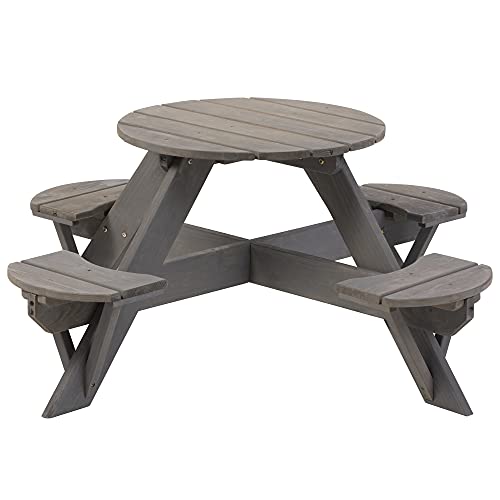 Jack & June Circular Cedar Picnic Table – 100% Cedar Wood – Weather Resistant – Perfect for Outdoor Dining and Entertaining