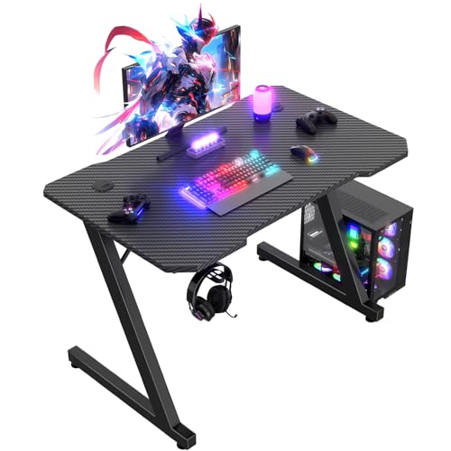 JUMMICO Scrivania Gaming 80 x 52 cm, Tavolo Gaming Ergonomica, Scrivania per Computer Postazione Gamer con Piano del Tavolo in Fibra di Carbonio Adatto Sia per i Giocatori Che per l'uso in Ufficio.