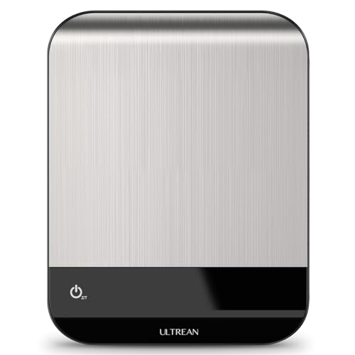Ultrean Food Scale, Digital Kitchen Scale with LED Display, Weight Grams and Ounces for Baking Cooking, 6 Units with Tare Function, 304 Stainless Steel, 11lb (Batteries Included)