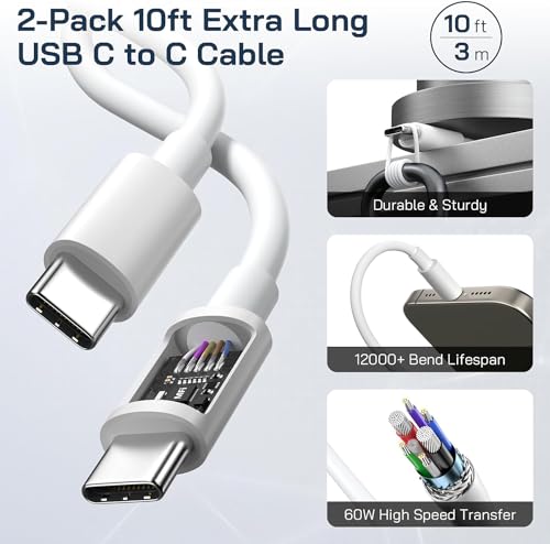 Image of iPhone 17 /16 /15 Charger Fast Charging,2Pack 10FT Long USB C to C i Phone Fast Charging Cable Cord with 20W USBC Quick Charger Block Adapter for iPhone 17 /16 Pro /15 ProMax /15 Plus,iPad 12.9 /11 /10.9 /Air