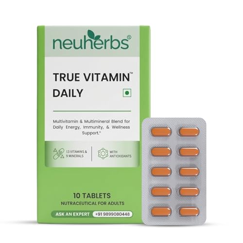 Image of Neuherbs Daily Multivitamin 10 Tablets | True Vitamin for Men & Women with Vitamin C, B12, D, Magnesium, Iron & Zinc | Supports Energy, Stamina & Immunity