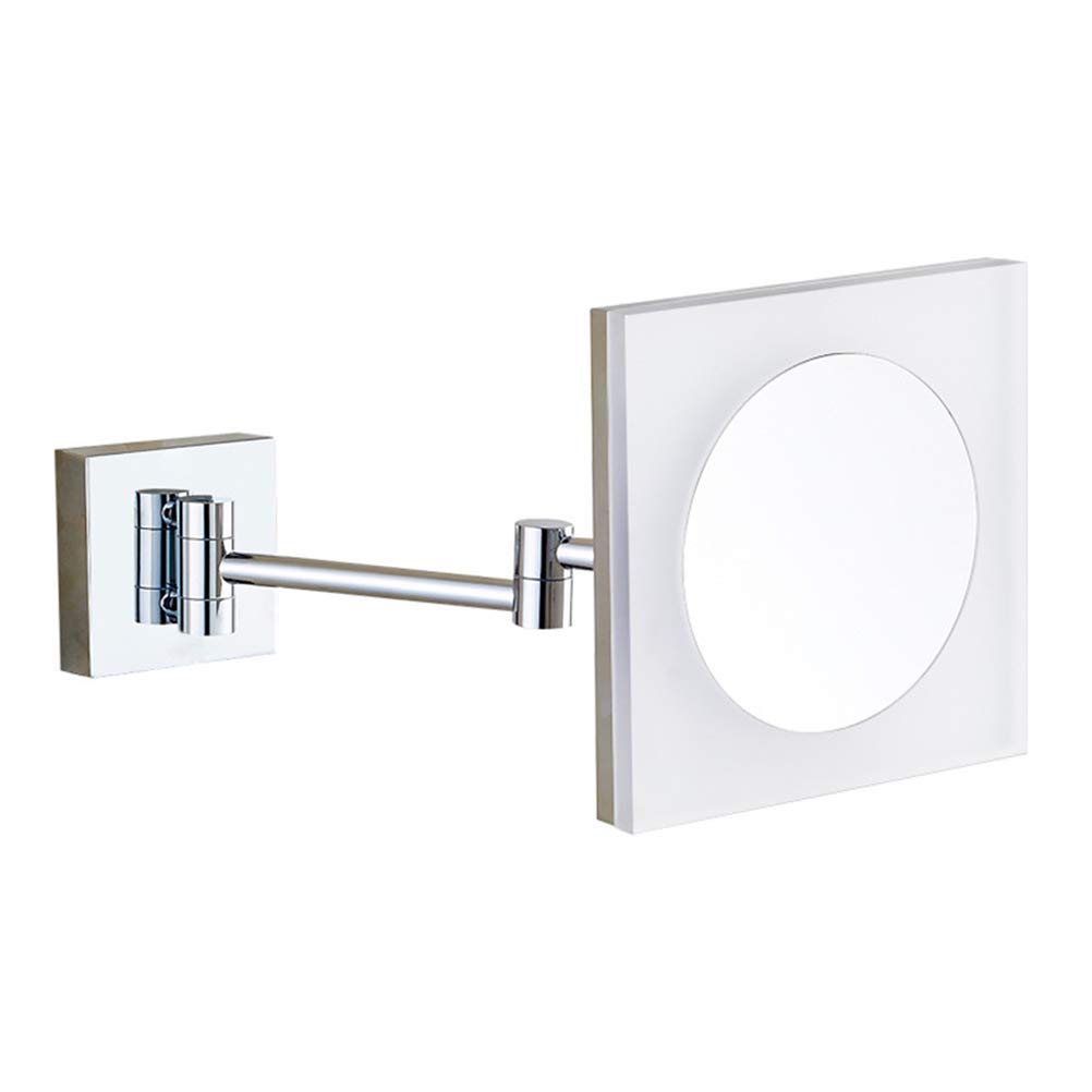 Specchio Specchio per Trucco Quadrato con ingrandimento LED 3X / 5X / 7X / 10X Acrilico Specchio telescopico Pieghevole da Parete su Un Lato, 10X
