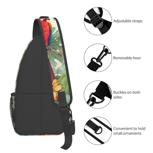 Mochila tipo sling con diseño tropical para uso diario miniatura 4