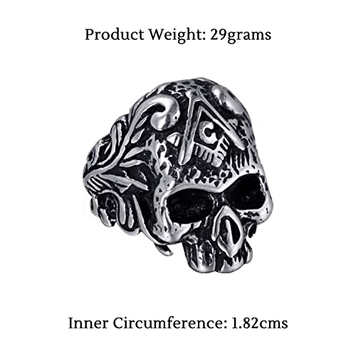 Stainless Steel Skull Band Ring for Boys