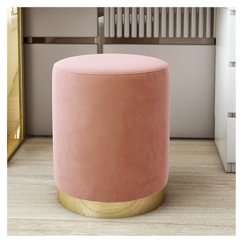Reposapiés otomano redondo, asiento acolchado con base de madera estable, cómodo asiento para dormitorio, sala de estar, tocador