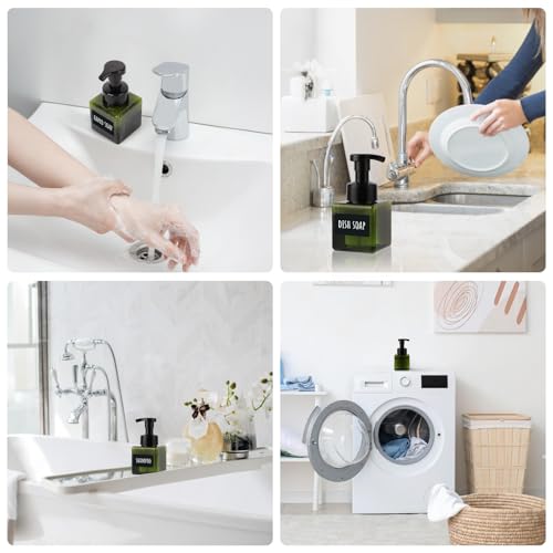 Image of Segbeauty 8.5oz Plastic Refillable Foam Soap Dispenser, 4pcs Empty Body Wash Hand Soap Pump Bottle Dispensers with Labels, 250ml Small Green Shampoo Bottles with Foam Dispenser Pump Liquid Container