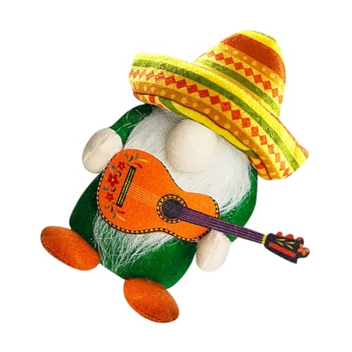 Lurrose 夏のメキシカンスル草帽ノーム人形 家用インテリア ドワーフドール飾り ハワイアン雰囲気テーブル装飾