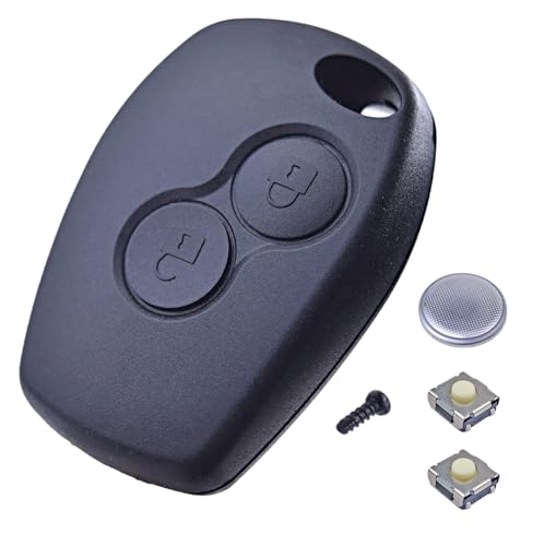ANGOFIZ Coque Clé Télécommande Compatible avec Renault Clio 3, Master 3, Kangoo 2, Twingo 2, Wind, Trafic 2, Modus pour cle Clio 3 +2 Boutons Switchs +Pile