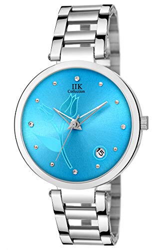 Image of IIK COLLECTION Round Dial Stainless Steel Bracelet Chain Analogue Day & Date Functioning Watch For Women And Girls, Dial Color-Assorted