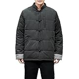 XJRJ Winter Men's Retro Warm Padded Jacket Chinese-Style National Collar Kung Fu Tai Chi Uniform Thickened Coat T-2327 XL