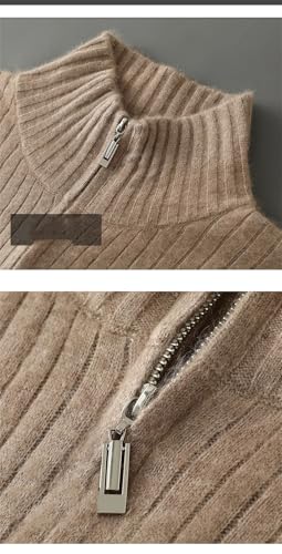 Men's 100 Percent Cashmere Sweater Men Stand Collar Knit Zipper Cardigan Sweater3