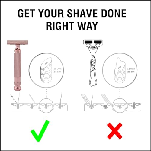 Image of Pearl Shaving Double Edge Safety Razor L-55 (Blush wine) made with Brass Metal - Premium Shaving Razor | Classic & Traditional Shaving kit for men| Complimentary Blade Refills | Rakshabandhan Gift Option