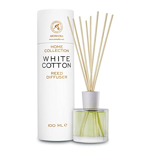 Raumduft Diffuser Weiße Baumwolle 100ml - Duftdiffusor mit Stäbchen - Blumiger Duft - Raumbeduftung - Zimmerduft - Raumluft - Aromadiffusers - Lufterfrischer - Reed Diffuser - White Cotton